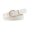 REHJJDFD Women's Pattern Belt Pu Leather Round Pin Buckle Casual Solid Jeans Style Belt white 105CM view 1