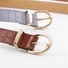 REHJJDFD Women's Pattern Belt Pu Leather Round Pin Buckle Casual Solid Jeans Style Belt white 105CM view 3