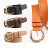 REHJJDFD Women's Belt Pu Leather Round Oval Pin Buckle Versatile Casual Jeans Coat Solid Belt C5 105CM view 2