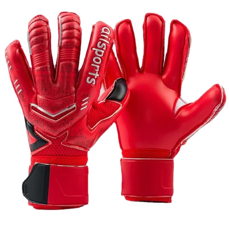 GJPWAKWM Spider-Man Soccer Goalkeeper Gloves Goalie Training Gloves Strong Grip Anti-Slip and Breathable for Adults and Children (Red,9)