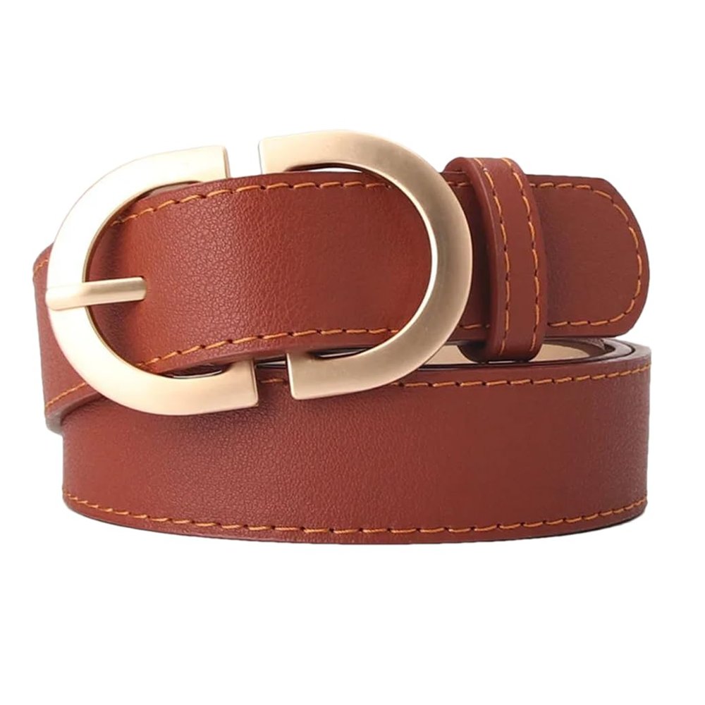 REHJJDFD Women's Solid Belt Adjustable Waistband Girdle Belts Casual Dress Pants Belt With Gold Buckle khaki9 105CM