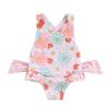 Toddler Girls Summer One Piece Bathing Suit Kids Girl Swimsuit Cute Floral Ruffles Swimwear Sleeveless Beach Wear (Pink-Colorful Flowers, 5-6 Years) view 1