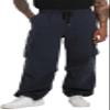 AITFINEISM Men's Casual Cargo Pant Elastic Waist Drawstring Streetwear Parachute Pants (34, Navy) view 2
