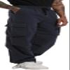 AITFINEISM Men's Casual Cargo Pant Elastic Waist Drawstring Streetwear Parachute Pants (34, Navy) view 3