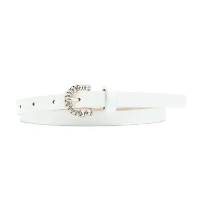 REHJJDFD Women's Belt Slender Pu Leather Silver Pin Buckle Casual Versatile Belt C4 105CM