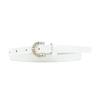 REHJJDFD Women's Belt Slender Pu Leather Silver Pin Buckle Casual Versatile Belt C4 105CM view 1