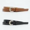 REHJJDFD Women's Belt Slender Pu Leather Silver Pin Buckle Casual Versatile Belt C4 105CM view 3