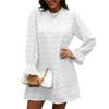 Women's Swiss Dot Chiffon Dress Ruffle Neck Long Sleeve Dress Loose Chiffon Ruffle Trim A-Line Shift Dresses (X-Large,White) view 2