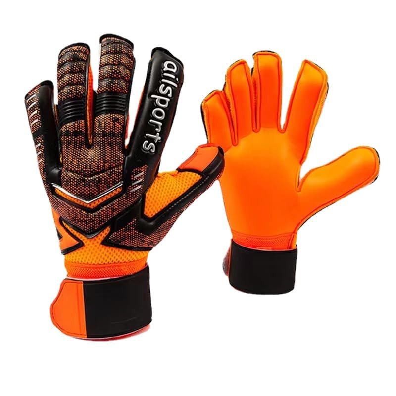 GJPWAKWM Spider-Man Soccer Goalkeeper Gloves Goalie Training Gloves Strong Grip Anti-Slip and Breathable for Adults and Children (Orange,9)