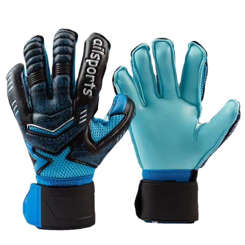 GJPWAKWM Spider-Man Soccer Goalkeeper Gloves Goalie Training Gloves Strong Grip Anti-Slip and Breathable for Adults and Children (Blue,9)