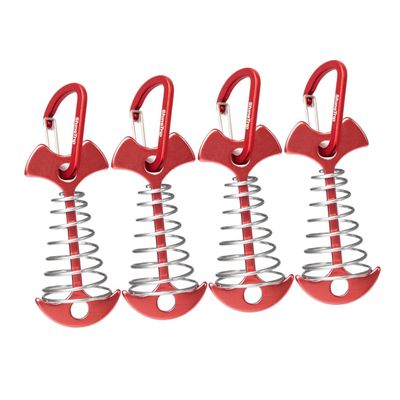 balacoo 4pcs Fish Bone Tent Stakes Heavy Duty Aluminum Tent Pegs with Spring Hook for Easy Installation Camping Accessories for Secure Outdoor Tarp and Canopy Setup