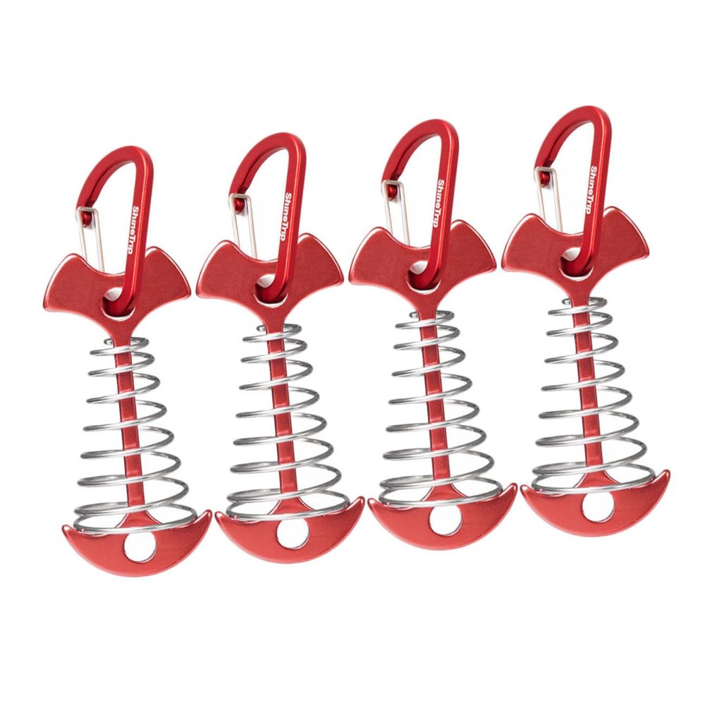 balacoo 4pcs Fish Bone Tent Stakes Heavy Duty Aluminum Tent Pegs with Spring Hook for Easy Installation Camping Accessories for Secure Outdoor Tarp and Canopy Setup