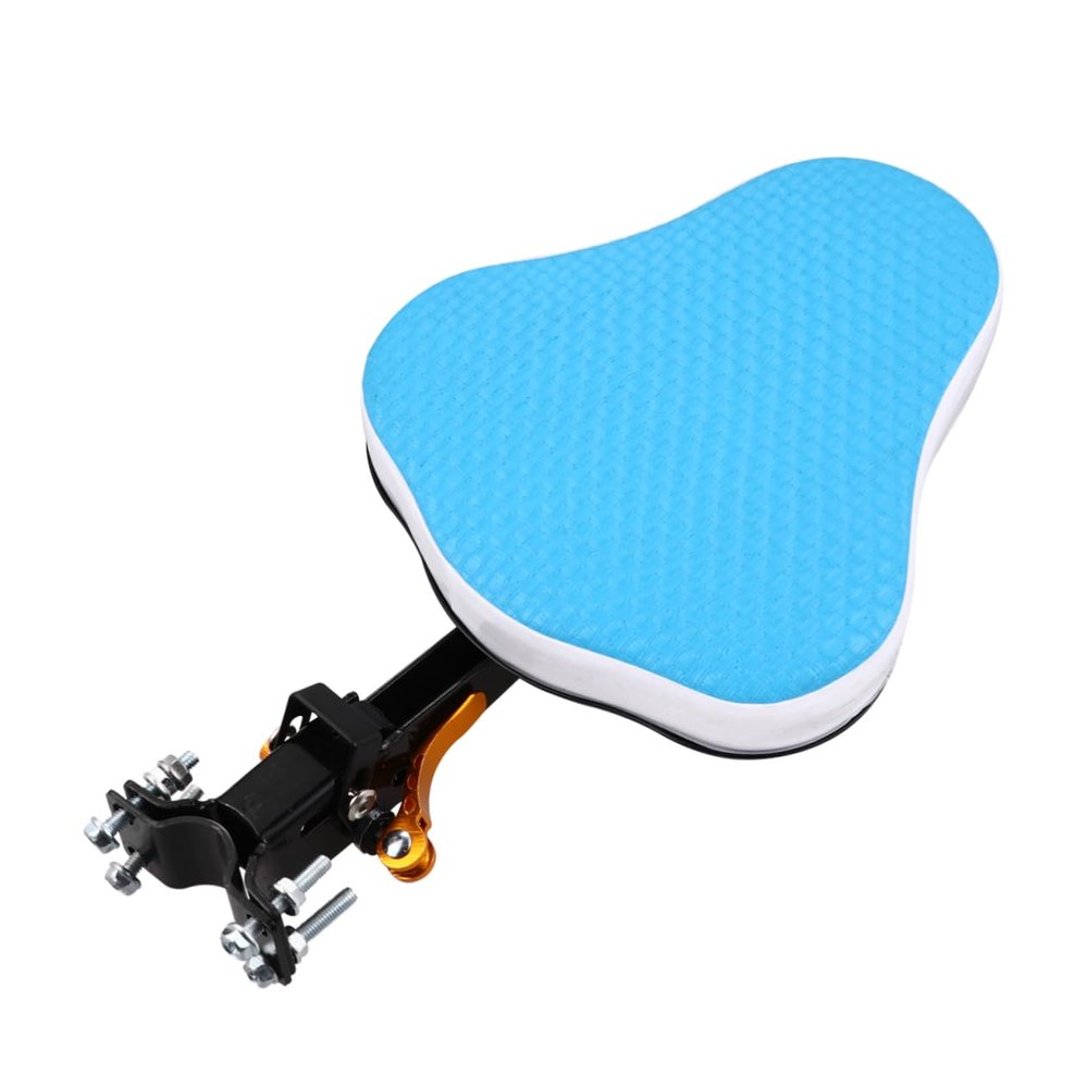 Parliky Fodable Boy Girl Bike Seat Preposed Safety Seat for Boy Girl Durable Blue Design with Soft Cushion and Pedals for All Bicycle Types