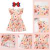 ABEWIP Toddler Girls Back to School Dress - Apple, Pencil, Crayon, Schoolbag, Letter Print Ruffle Dresses Pink Book 5-6Y view 3