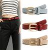 REHJJDFD Women's BeltPu Leather Gold Pin Buckle Rhombic Pattern Jeans Casual Formal Solid Belt brown 105CM view 3