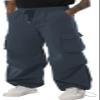 AITFINEISM Men's Casual Cargo Pant Elastic Waist Drawstring Streetwear Parachute Pants (42, Blue) view 1