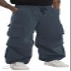 AITFINEISM Men's Casual Cargo Pant Elastic Waist Drawstring Streetwear Parachute Pants (42, Blue) view 2