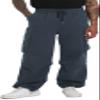 AITFINEISM Men's Casual Cargo Pant Elastic Waist Drawstring Streetwear Parachute Pants (42, Blue) view 3