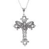 Large Moth Cross Necklace Pendant Floral Filigree Clavicle Chain Victorian Gothic Style Jewelry Amulet Choker view 1