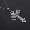 Large Moth Cross Necklace Pendant Floral Filigree Clavicle Chain Victorian Gothic Style Jewelry Amulet Choker view 2