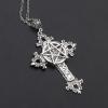 Large Moth Cross Necklace Pendant Floral Filigree Clavicle Chain Victorian Gothic Style Jewelry Amulet Choker view 3