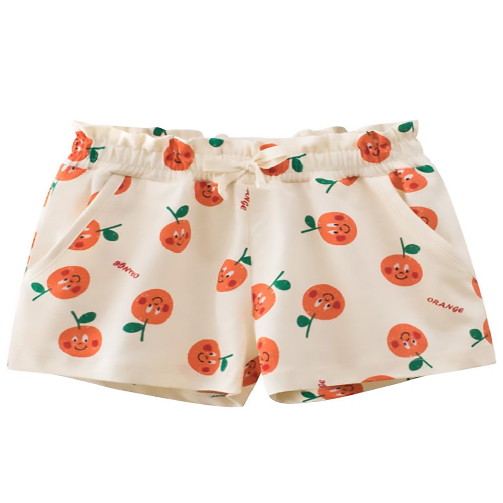 KISSOURBABY Toddler Girls Everyday Pull on Shorts with Pockets,Orange,120