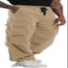 AITFINEISM Men's Casual Cargo Pant Elastic Waist Drawstring Streetwear Parachute Pants (40, Khaki) view 2