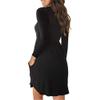 JEKE-DG Long Sleeve Dress for Women Loose Fit Swing Pleated Dress Casual Short T-Shirt Dresses with Pockets (Small,Black) view 3