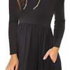 JEKE-DG Long Sleeve Dress for Women Loose Fit Swing Pleated Dress Casual Short T-Shirt Dresses with Pockets (Small,Black) view 4