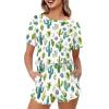 HELLHERO Cactus Pajamas Set for Women Summer Pjs T Shirt with Shorts Soft Loungewear Sleepwear Nightwear Clothes Outdoor Running Yoga Holiday Party Wedding 3X view 1