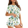 HELLHERO Cactus Pajamas Set for Women Summer Pjs T Shirt with Shorts Soft Loungewear Sleepwear Nightwear Clothes Outdoor Running Yoga Holiday Party Wedding 3X view 3