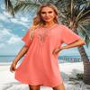 Supnier Cute Cover Ups for Swimwear Dress Loose V Neck Bikini Swimsuit Cover Up Summer Coverups for Bathing Suits Coral 2XL view 3