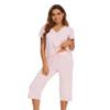 WiWi Bamboo Viscose Womens Pajamas Set Cool Short Sleeve with Capris Sets Super Soft Sleepwear with Pockets S-XXL, Pink, X-Large view 2