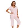 WiWi Bamboo Viscose Womens Pajamas Set Cool Short Sleeve with Capris Sets Super Soft Sleepwear with Pockets S-XXL, Pink, X-Large view 3