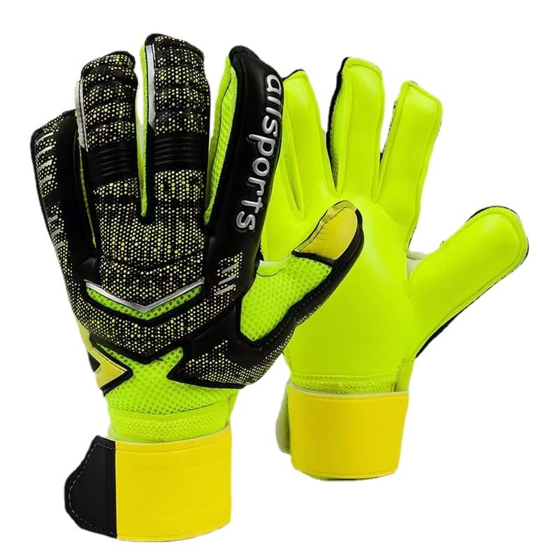 GJPWAKWM Spider-Man Soccer Goalkeeper Gloves Goalie Training Gloves Strong Grip Anti-Slip and Breathable for Adults and Children (Green,10)