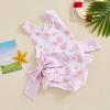 Toddler Girls Summer One Piece Bathing Suit Kids Girl Swimsuit Cute Floral Ruffles Swimwear Sleeveless Beach Wear (Light Pink-Flower, 5-6 Years) view 2