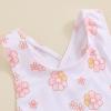 Toddler Girls Summer One Piece Bathing Suit Kids Girl Swimsuit Cute Floral Ruffles Swimwear Sleeveless Beach Wear (Light Pink-Flower, 5-6 Years) view 3