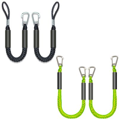 2.5FT*2 Fender Lines +3FT*2 Bungee Boat Lines with Two 316 Stainless Clip 4PCS