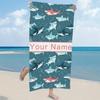 AOrgzhm Personalized Beach Towel for Boys, Quick Dry and Sand Free Custom Beach Towel 30 * 60 inch with Name, Microfiber Pool Towels for Travel Shark Pattern view 1