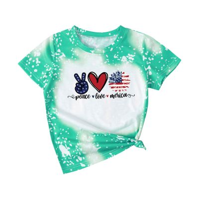 NineFit Basics Kid Toddler 4th of July 3D Printed Tees American Independence Day Shirts Little Boys Girls Short (Green, 6-7 Years)