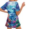 HELLHERO Adorable Dolphin Pajamas for Women Summer Sleepwear Short Sleeve T-Shirt with Shorts Sleepwear Loungewear Home Clothes Outdoor Yoga Running Holiday 2X view 2