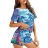HELLHERO Adorable Dolphin Pajamas for Women Summer Sleepwear Short Sleeve T-Shirt with Shorts Sleepwear Loungewear Home Clothes Outdoor Yoga Running Holiday 2X view 3