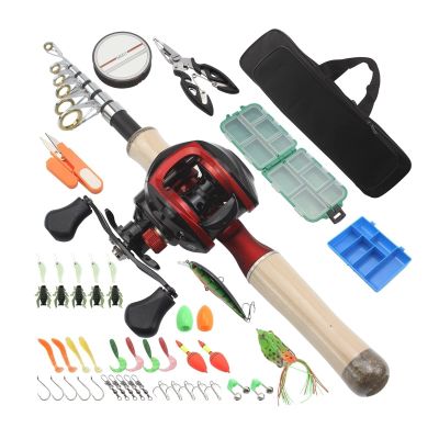 Fishing Pole Fishing Rod Kit, Carbon Fiber Retractable Fishing Rod and Reel Combo with Line, Bionic Lure, Hook and Carry Bag, Fishing Tackle Set for Brackish and Freshwater Fishing Rods (Size : Right