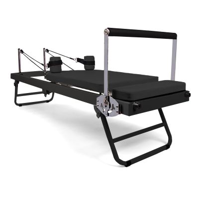 Foldable Pilates Reformer, Pilates Machine Pilates Equipment for Home and Gym Workout, Suitable for Beginners and Intermediate Users,Up to 440 lbs Weight Capacity,Latex Tube(Color:Black)