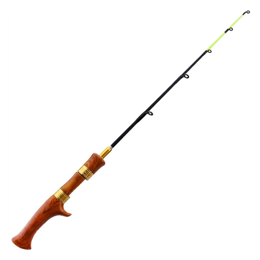 Fishing Pole Telescopic Ice Winter Fishing Rod Outdoor Sport Mini Feeder Wooden Handle Fishing Pole Winter Fishing Rod Ice Fishing Reel Fishing Rods (Size : Gun Handle)