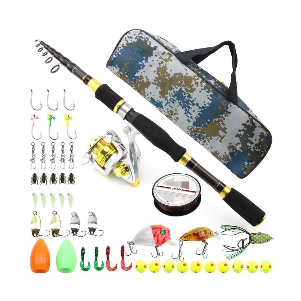 Fishing Pole 1.8m Fishing Rod Kit, Retractable Fishing Rod and Reel Combo with Line, Bionic Lure, Hook and Carry Bag, Fishing Rods (Size : A_1.8M)