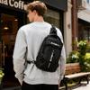 Large Black Sling Bag for Men Women, Mini Anti Theft One Strap Motorcycle Sling Backpack, Small Sling Chest Bag Daypack Crossbody Backpack with Usb Port for Casual Travel Hiking Gym Outdoor Sports view 2