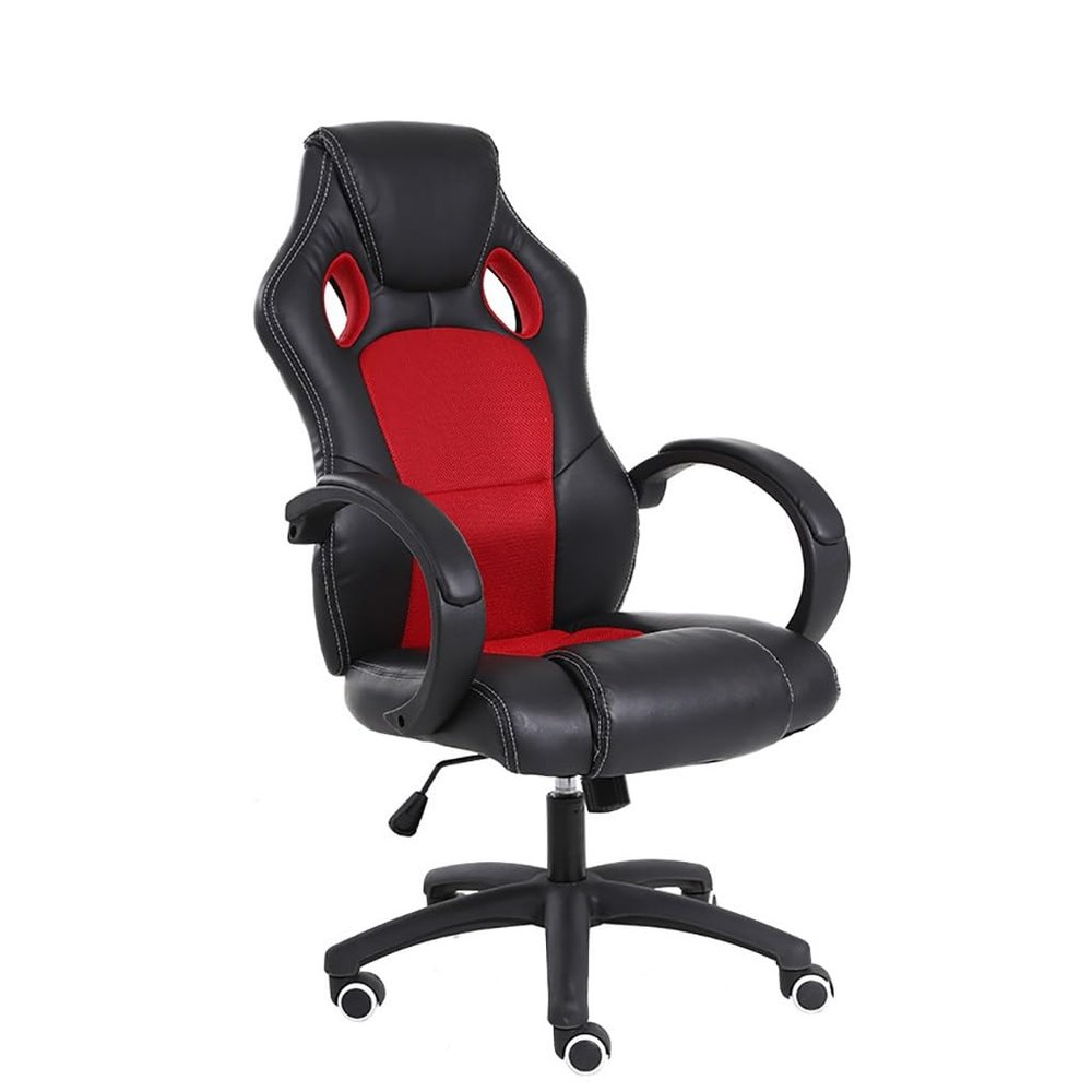 High Back Executive Office Chair, Adjustable Swivel Computer Chair, Ergonomic Swivel Computer Desk Chair, Headrest and Lumbar Support, Black and red