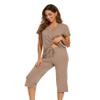 WiWi Bamboo Viscose Womens Pajamas Set Cool Short Sleeve with Capris Sets Super Soft Sleepwear with Pockets S-XXL, Camel, XX-Large view 2