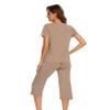 WiWi Bamboo Viscose Womens Pajamas Set Cool Short Sleeve with Capris Sets Super Soft Sleepwear with Pockets S-XXL, Camel, XX-Large view 4